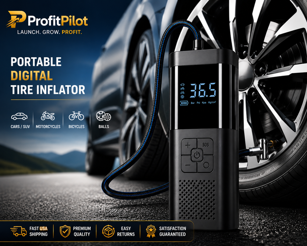 Portable Tire Inflator 150 PSI – Cordless Air Compressor for Car, Bike & Motorcycle