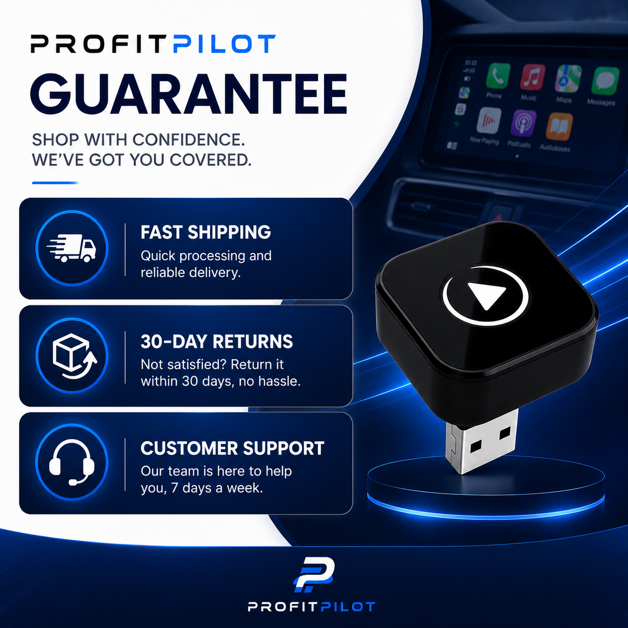 2-in-1 Wireless CarPlay & Android Auto Adapter for OEM Wired Systems