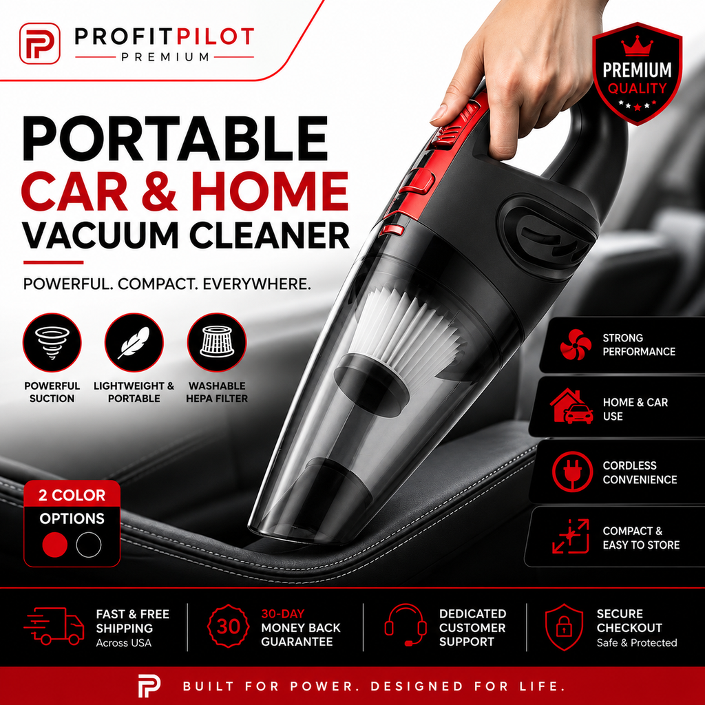 Portable Car & Home Vacuum Cleaner | Cordless Handheld HEPA Vacuum with Powerful Suction
