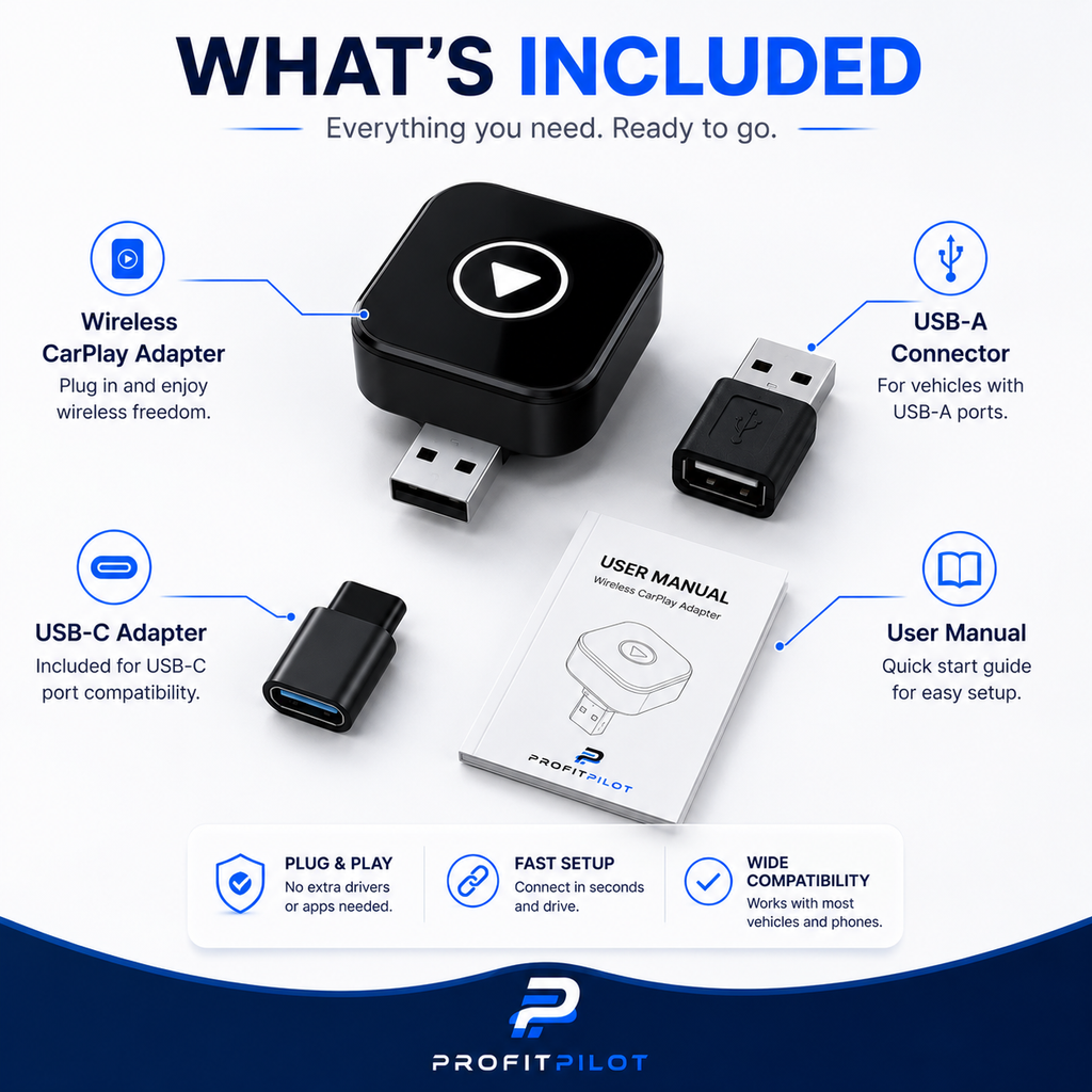 2-in-1 Wireless CarPlay & Android Auto Adapter for OEM Wired Systems