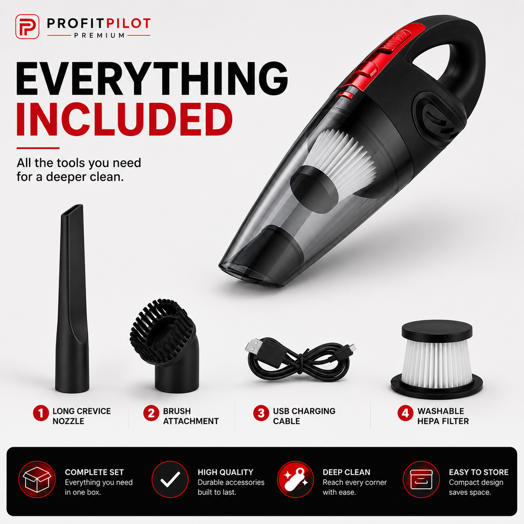 Portable Car & Home Vacuum Cleaner | Cordless Handheld HEPA Vacuum with Powerful Suction