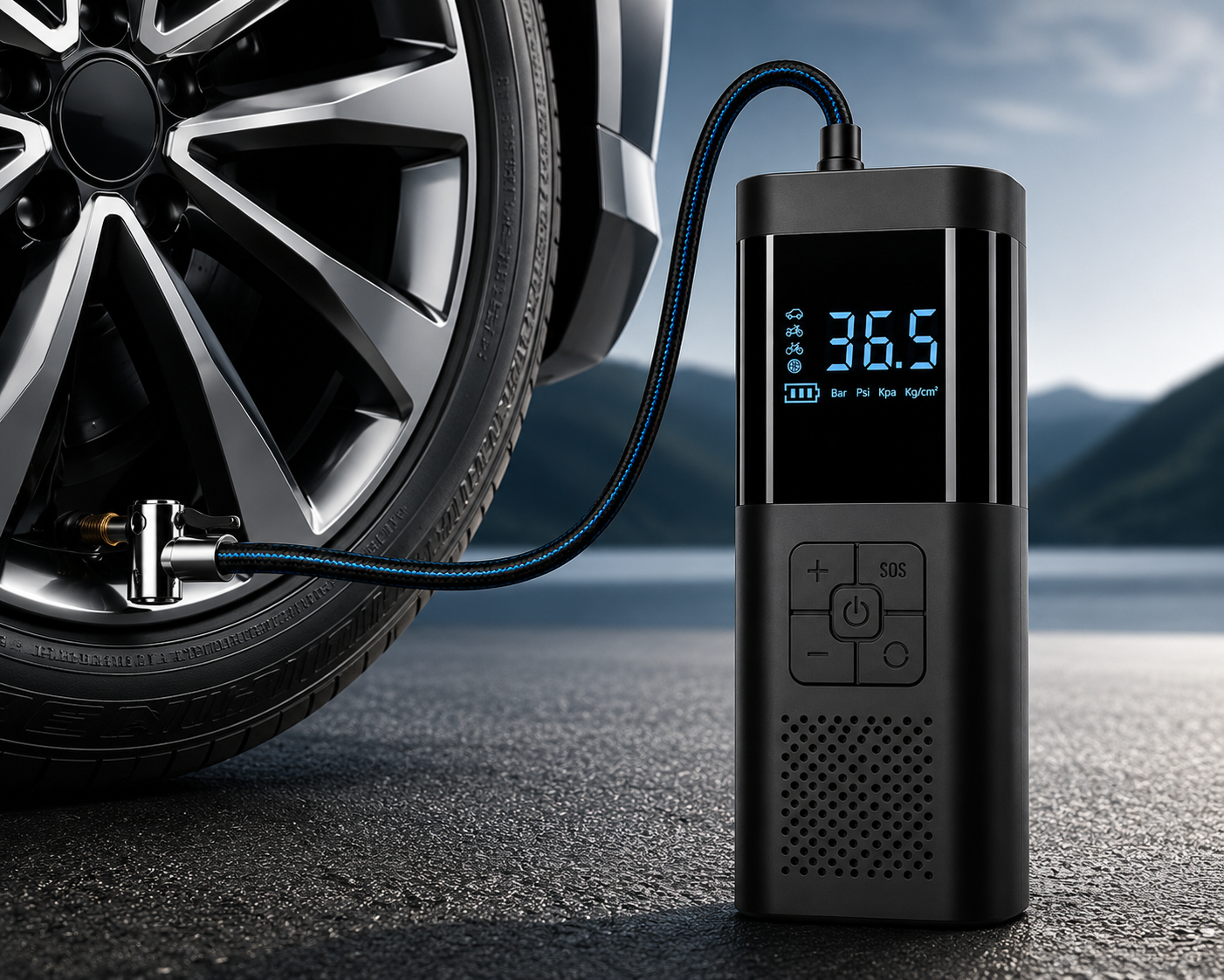 Portable Tire Inflator 150 PSI – Cordless Air Compressor for Car, Bike & Motorcycle