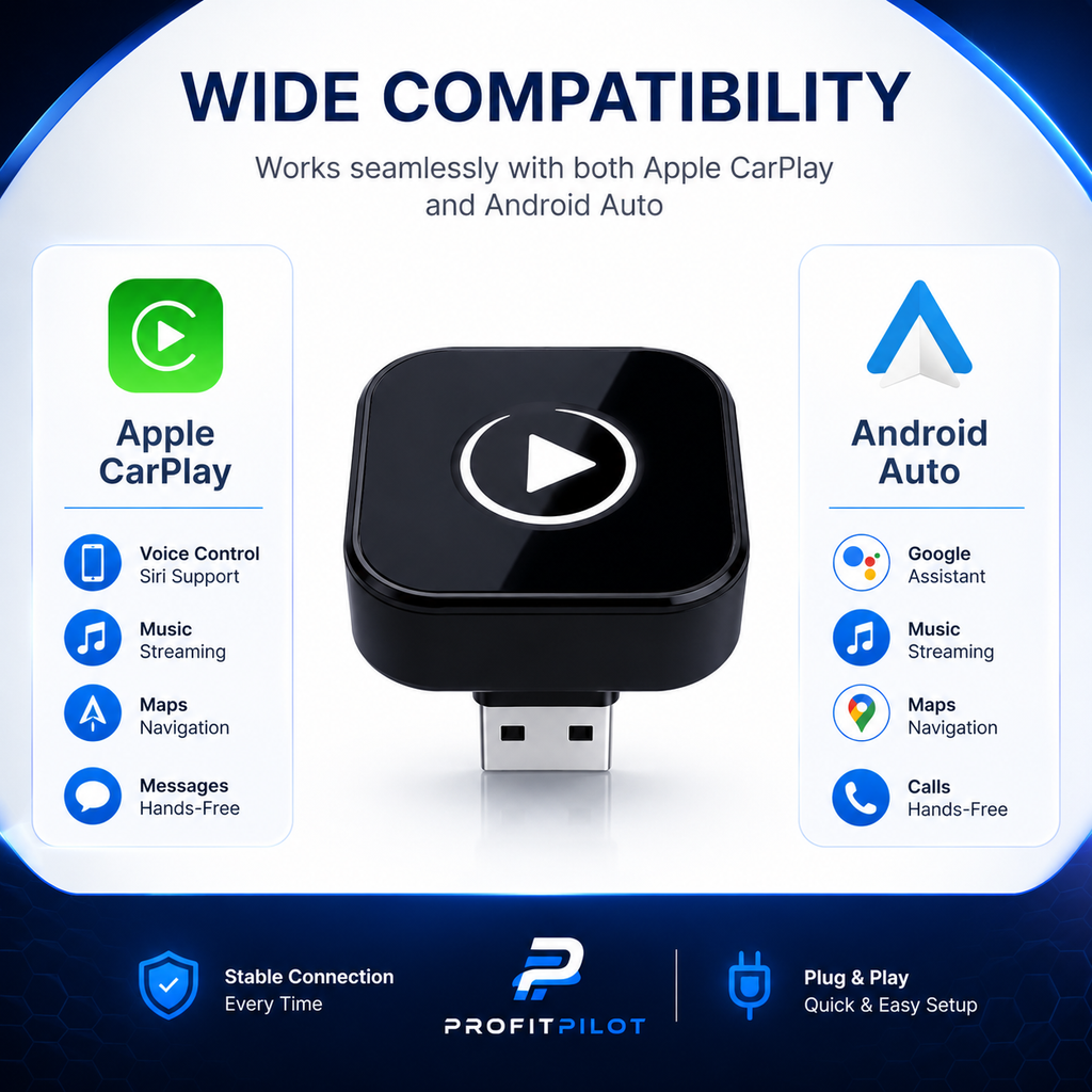 2-in-1 Wireless CarPlay & Android Auto Adapter for OEM Wired Systems