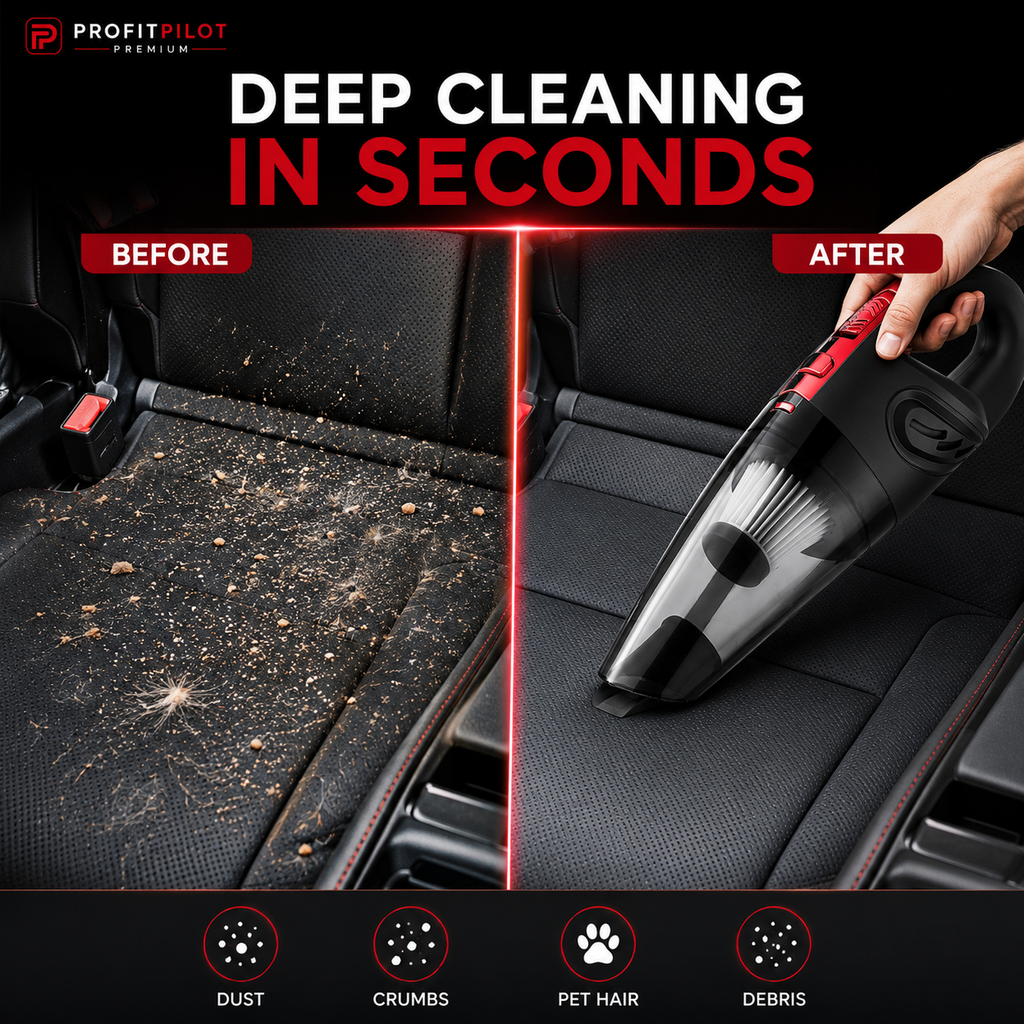 Portable Car & Home Vacuum Cleaner | Cordless Handheld HEPA Vacuum with Powerful Suction